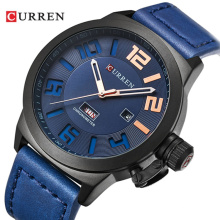 CURREN 8270 Mens Watches Top Brand Luxury Sport Quartz-Watch Leather Strap Clock Men Waterproof Wristwatch relogio masculino